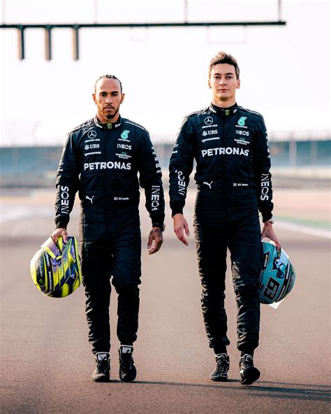 Lewis Hamilton and George Russell appear together 